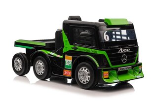 Одноместный электромобиль Mercedes-Benz Axor XMX622 с прицепом, зеленый цена и информация | Электромобили для детей | pigu.lt