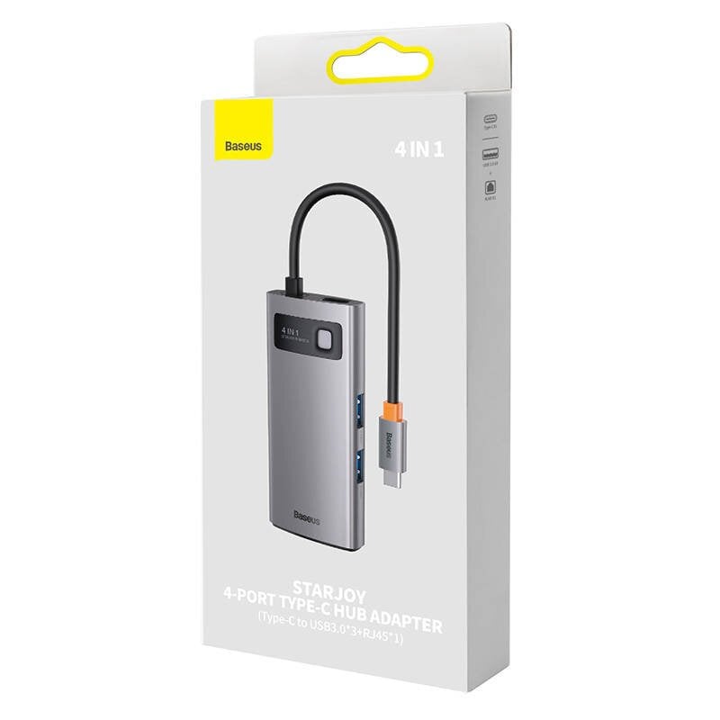 Hub 4in1 Baseus Metal Gleam Series, USB-C to 4x USB 3.0 kaina ir informacija | Adapteriai, USB šakotuvai | pigu.lt