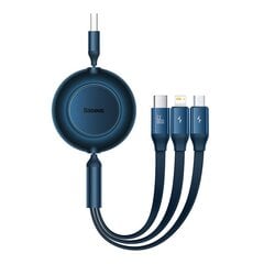 Baseus Bright Mirror 3, USB 3-in-1 cable for micro USB / USB-C / Lightning 66W / 2A 1.1m (Blue) цена и информация | Кабели для телефонов | pigu.lt