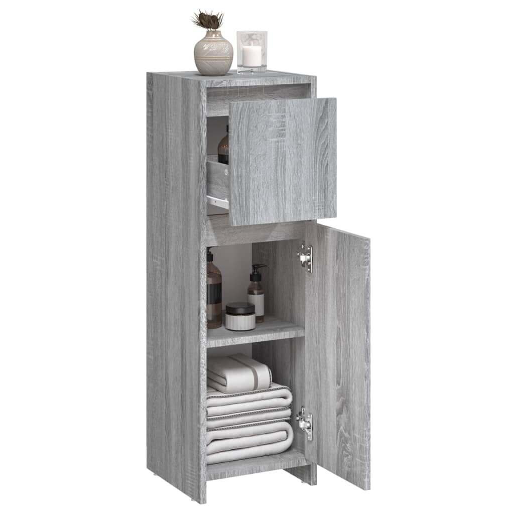 Vonios spintelė, pilka ąžuolo, 30x30x95cm, apdirbta mediena kaina ir informacija | Vonios spintelės | pigu.lt