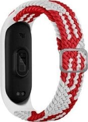 Beline pasek Mi Band 7|6|5 Textile red|white  czerwony|biały цена и информация | Аксессуары для смарт-часов и браслетов | pigu.lt