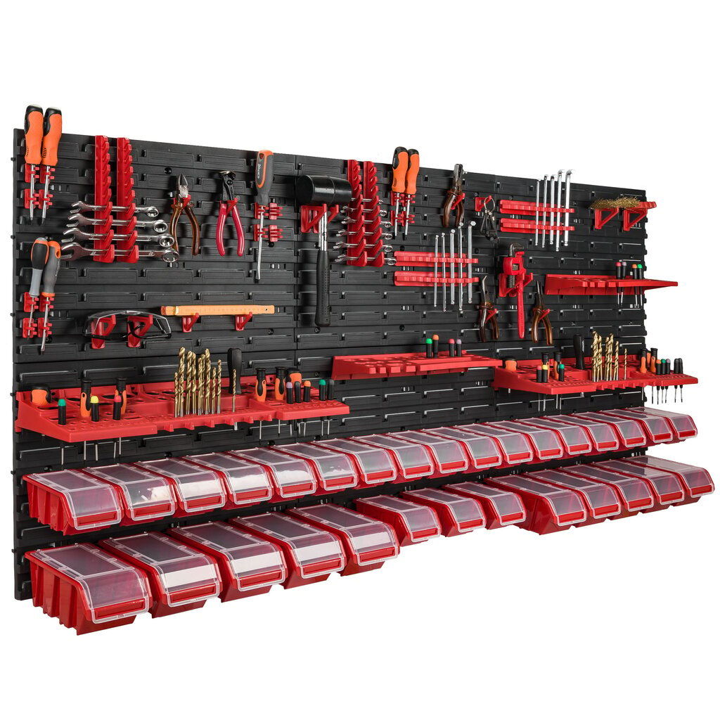 Sienelė įrankiams su įvairiomis lentynomis 178 x 78 cm kaina ir informacija | Įrankių dėžės, laikikliai | pigu.lt