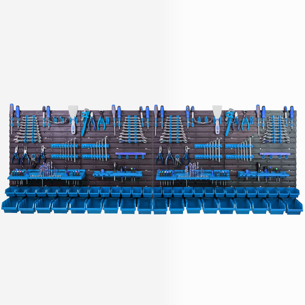 Sienelė įrankiams su įvairiomis lentynomis 234 x 78 cm kaina ir informacija | Įrankių dėžės, laikikliai | pigu.lt