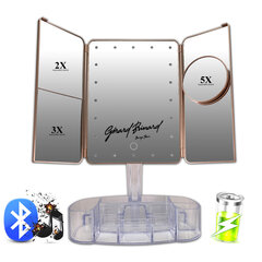 Столовое зеркало со светодиодным освещением, Bluetooth, складное, 38 x 25 x 16 см цена и информация | Косметички, косметические зеркала | pigu.lt