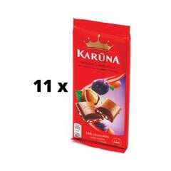 Шоколад KARÚNA, молочный, с изюмом и орехами, 90 г x 11 шт. упаковка цена и информация | Сладости | pigu.lt