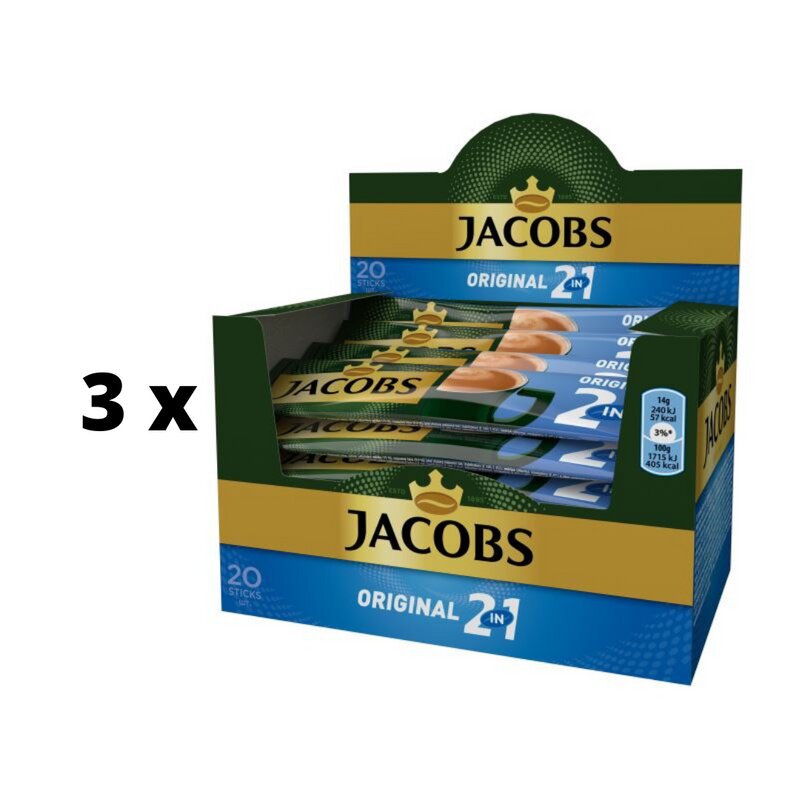 Tirpiosios kavos gėrimas Jacobs 2 in 1, dėžutė, 20 x 14 g x 3 pak. kaina ir informacija | Kava, kakava | pigu.lt