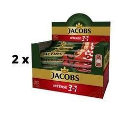 Напиток кофейный растворимый JACOBS 3 в 1 Intense, 20 x 17,5 г x 2 упаковки. упаковка цена и информация | Кофе, какао | pigu.lt