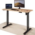 Elektrinis reguliuojamo aukščio stalas Desktronic su USB A ir C jungtimis, Juodos kojos, Ąžuolo stalviršis 120x60cm