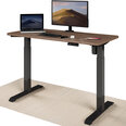 Elektrinis reguliuojamo aukščio stalas Desktronic su USB A ir C jungtimis, Juodos kojos, Riešuto stalviršis 120x60cm