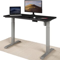 Регулируемый по высоте стол Desktronic с электроприводом, с разъемами USB A и C, Серые ноги, Черная столешница 120x60 см цена и информация | Компьютерные, письменные столы | pigu.lt