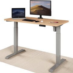 Elektrinis reguliuojamo aukščio stalas Desktronic su USB A ir C jungtimis, Pilkos kojos, Ąžuolo stalviršis 120x60cm kaina ir informacija | Kompiuteriniai, rašomieji stalai | pigu.lt