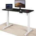 Elektrinis reguliuojamo aukščio stalas Desktronic su USB A ir C jungtimis, Baltos kojos, Juodas stalviršis 120x60cm