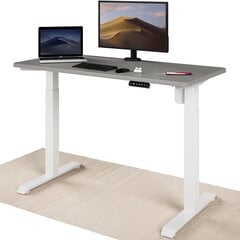 Регулируемый по высоте стол Desktronic с электроприводом, с разъемами USB A и C, Белые ноги, Серая столешница 120x60 см цена и информация | Компьютерные, письменные столы | pigu.lt