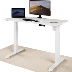 Регулируемый по высоте стол Desktronic с электроприводом, с разъемами USB A и C, Белые ноги, Белая столешница 120x60 см цена и информация | Компьютерные, письменные столы | pigu.lt