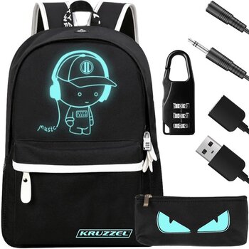 Рюкзак Kruzzel с USB-подключением и подсветкой, черный цена и информация | Школьные рюкзаки, спортивные сумки | pigu.lt