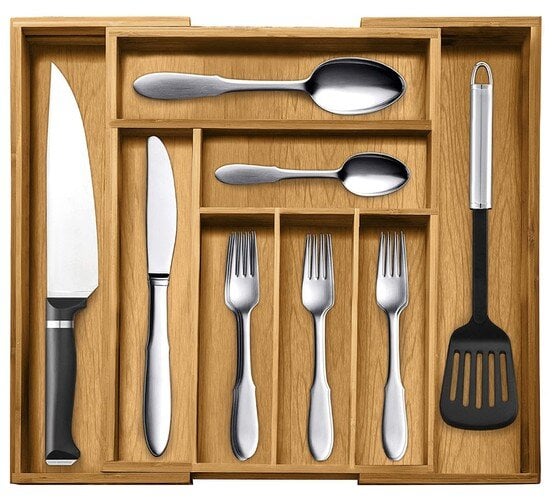 Bambuko stalčiaus įrankių įdėklas Ruhhy kaina ir informacija | Virtuvės įrankiai | pigu.lt