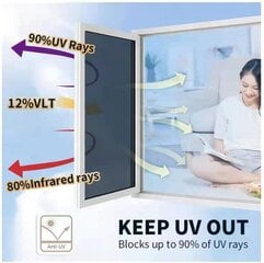 Atspindinti langų plėvelė – privatumo ir šilumos kontrolė, privatumo lango plėvelė, nuimama, nepermatoma, saulės spindulių apsauganti stiklo plėvelė, apsaugantis nuo UV spindulių lipdukas, 1 vnt. (44 x 198 cm) kaina ir informacija | Interjero lipdukai | pigu.lt