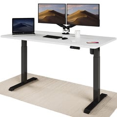 Регулируемый по высоте стол Desktronic с электроприводом, с разъемами USB A и C, Черные ноги, Белая столешница 160x80 см цена и информация | Компьютерные, письменные столы | pigu.lt