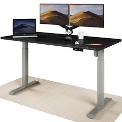 Регулируемый по высоте стол Desktronic с электроприводом, с разъемами USB A и C, Серые ноги, Черная столешница 160x80 см цена и информация | Компьютерные, письменные столы | pigu.lt