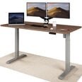 Регулируемый по высоте стол Desktronic с электроприводом, с разъемами USB A и C, Серые ноги, Ореховая столешница 160x80 см