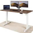Регулируемый по высоте стол Desktronic с электроприводом, с разъемами USB A и C, Белые ноги, Ореховая столешница 160x80 см