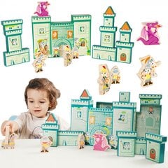Деревянные блоки - Замок дракона, 16 штук цена и информация | Игрушки для малышей | pigu.lt