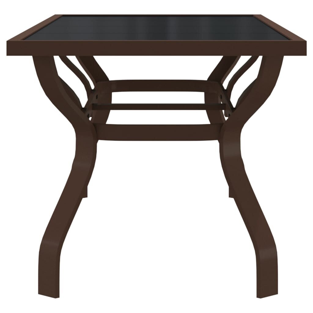 Sodo stalas, rudas ir juodas, 180x80x70cm, plienas ir stiklas kaina ir informacija | Lauko stalai, staliukai | pigu.lt