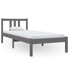 Каркас кровати, серый, 75x190см, массив дерева, односпальный цена и информация | Кровати | pigu.lt