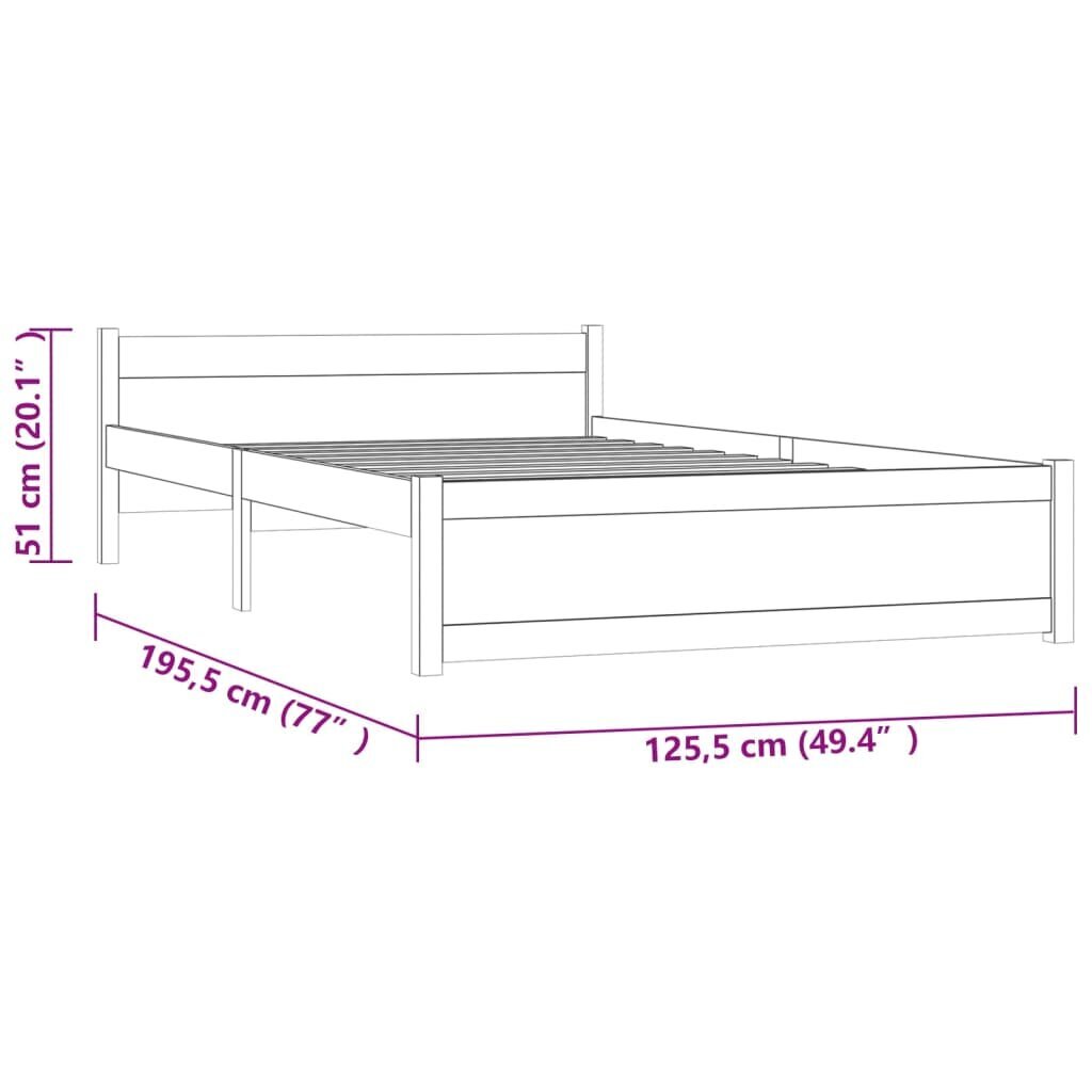 VidaXL Lovos rėmas, juodas, 120 x 190 cm, medienos masyvas, dvivietis kaina ir informacija | Lovos | pigu.lt