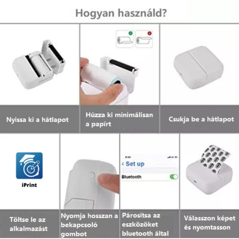 Nešiojamas mini spausdintuvas su Bluetooth jungtimi kaina ir informacija | Spausdintuvai | pigu.lt