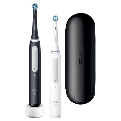 Oral-B iO4 Series Duo Pack Matt Black/Quite White kaina ir informacija | Elektriniai dantų šepetėliai | pigu.lt