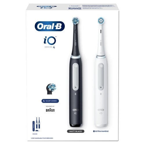 Oral-B iO4 Series Duo Pack Matt Black/Quite White цена и информация | Elektriniai dantų šepetėliai | pigu.lt