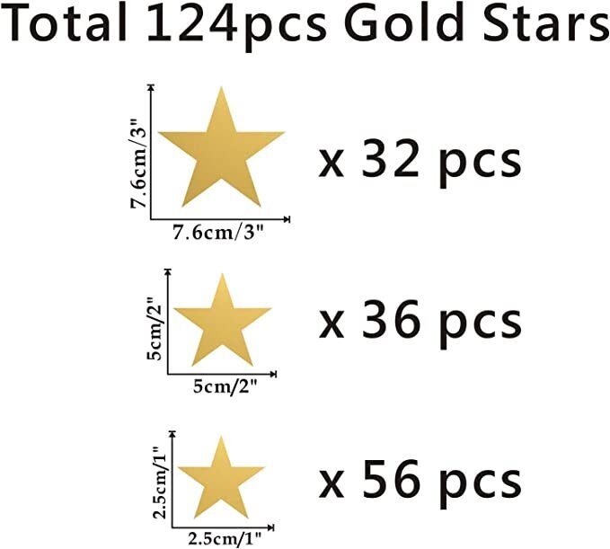 Auksines žvaigždes sienų lipdukai, daugkartiniai ir nuimami, lengva klijuoti, saugus prie sienos, lipdukai nulupti ir lipdukai, kambario dekoravimas, vaikų kambarys, miegamasis, svetainė, vinilo lipdukai, 124 vnt. kaina ir informacija | Interjero lipdukai | pigu.lt