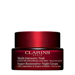 Naktinis veido kremas brandžiai ir labai sausai odai Clarins Paris Super Restorative Night Cream, 50 ml цена и информация | Кремы для лица | pigu.lt