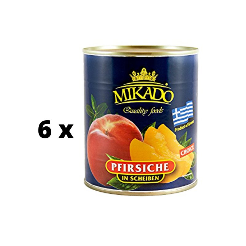 Persikų puselės Mikado, luptos, 825g / 485 g x 6 vnt. kaina ir informacija | Konservuotas maistas | pigu.lt