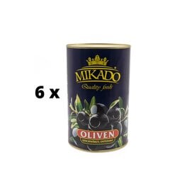 Оливки МИКАДО, черные, без косточек, размер М, 280/90 г x 6 шт. упаковка цена и информация | Консервы | pigu.lt
