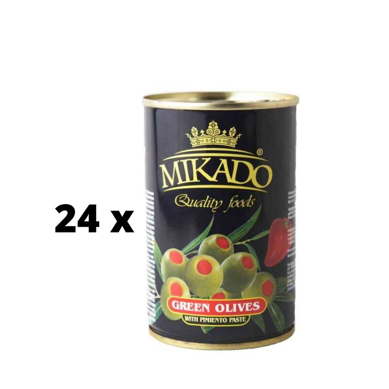 Alyvuogės Mikado, įdarytos su paprika, M dydis, 300/120 g x 24 vnt. kaina ir informacija | Konservuotas maistas | pigu.lt