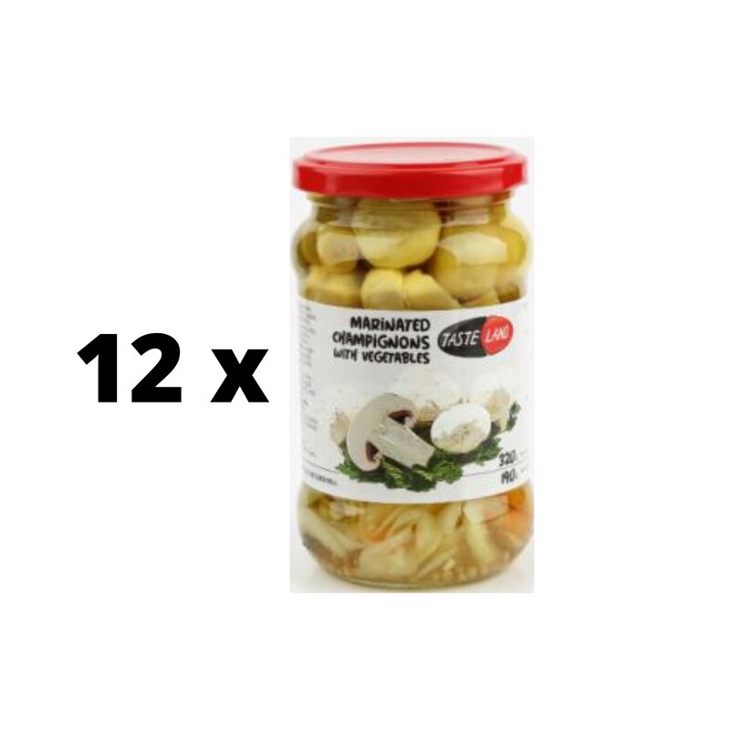 Marinuoti pievagrybiai Taste Land, 320 g / 190 g x 12 vnt. pakuotė kaina ir informacija | Konservuotas maistas | pigu.lt