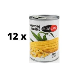 Konservuoti kukurūzai Taste Land, 400 g / 220 g x 12 vnt. pakuotė kaina ir informacija | Konservuotas maistas | pigu.lt