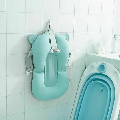 Primabobo Premium sulankstoma vonia su elektroniniu termometru ir vonios pagalve, 80 cm, mėlyna kaina ir informacija | Maudynių priemonės | pigu.lt