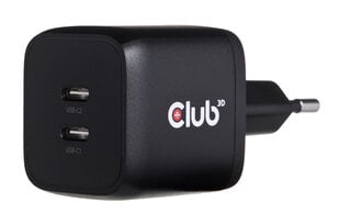 Дорожное зарядное устройство Club3D CAC-1909EU PPS, 45 Вт, технология GAN, два порта USB Type-C, поддержка Power Delivery (PD) 3.0 цена и информация | Зарядные устройства для телефонов | pigu.lt