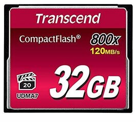MEMORY COMPACT FLASH 32GB/800X TS32GCF800 TRANSCEND цена и информация | Карты памяти для фотоаппаратов, камер | pigu.lt