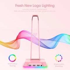 Подставка для наушников с usb-концентратором Onikuma ST2 RGB, розовая цена и информация | Аксессуары для наушников | pigu.lt