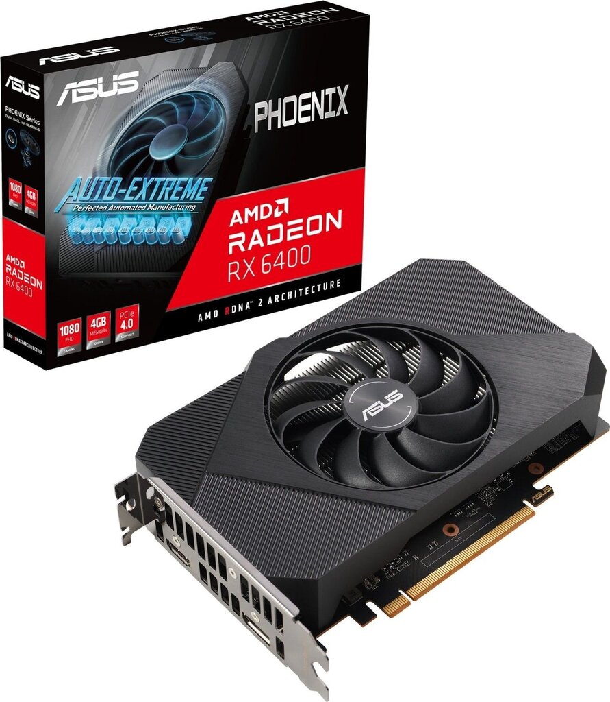 Asus Phoenix Radeon RX 6400 (PH-RX6400-4G) цена и информация | Vaizdo plokštės (GPU) | pigu.lt