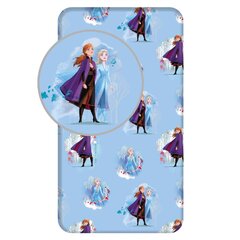 Простыня с резинкой Frozen 2 Blue Leaves, 90 x 200 + 25 см цена и информация | Детское постельное бельё | pigu.lt