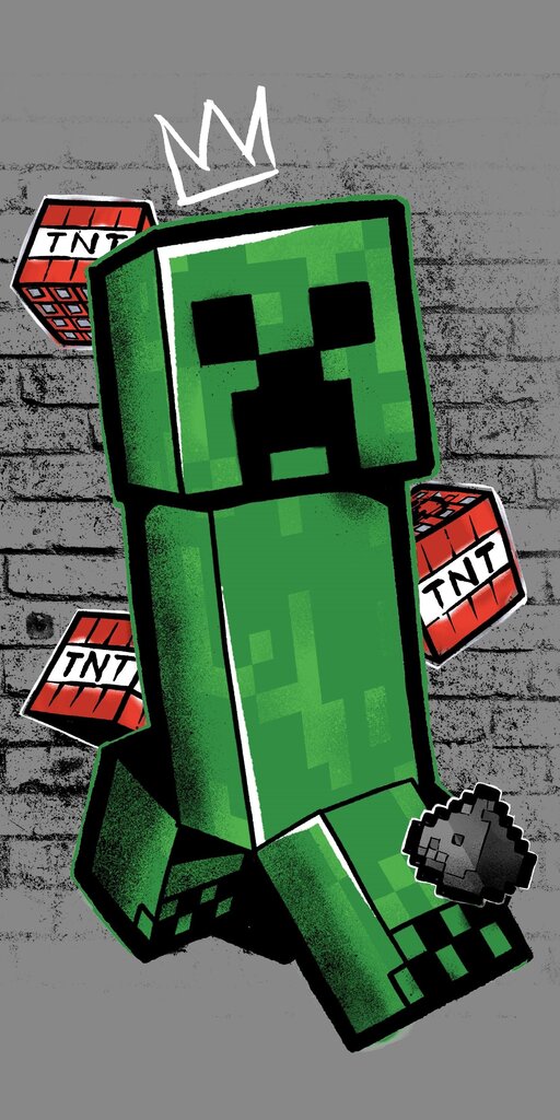 Minecraft Metro Art Creeper vonios rankšluostis, 70 x 140 cm цена и информация | Rankšluosčiai | pigu.lt