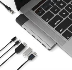 Zenwire 6in1 HUB Macbook USB-C HDMI Gigabit Ethernet 1000 Mbps RJ M1 kaina ir informacija | Adapteriai, USB šakotuvai | pigu.lt