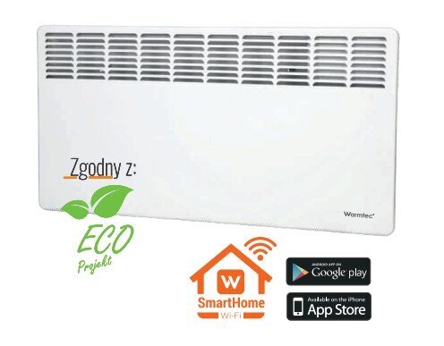 Konvekcinis šildytuvas WARMTEC EWE+ 1000 Wi-Fi, baltas kaina ir informacija | Šildytuvai | pigu.lt