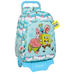 Mokyklinė kuprinė su ratukais Spongebob Stay positive Mėlyna Balta (33 x 42 x 14 cm) kaina ir informacija | Kuprinės mokyklai, sportiniai maišeliai | pigu.lt
