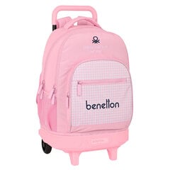 Mokyklinė kuprinė su ratukais Benetton Vichy Rožinė (33 x 45 x 22 cm) kaina ir informacija | Kuprinės mokyklai, sportiniai maišeliai | pigu.lt